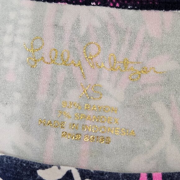 EUC Lilly Pulitzer Sophie Ruffle Dress Bright Navy Swing Of Things 3/4 Sleeve XS - Picture 10 of 13